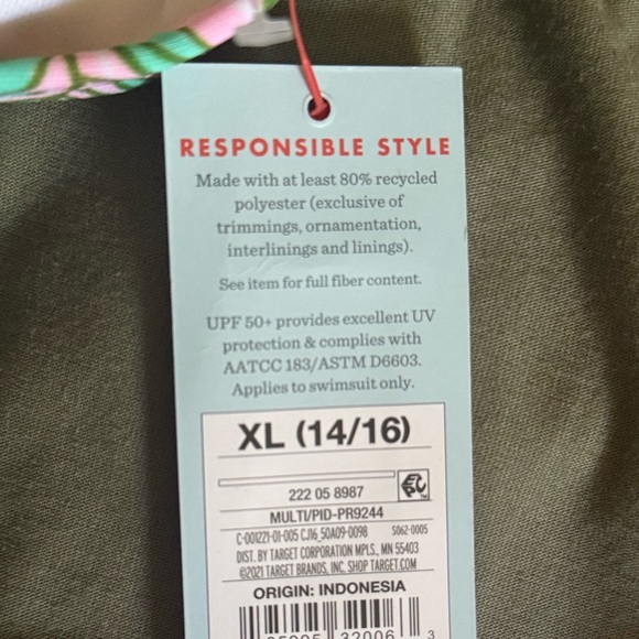 🆕 CAT & JACK Girls Tropical Leaf Bikini Set (14/16) NWT - Picture 6 of 8